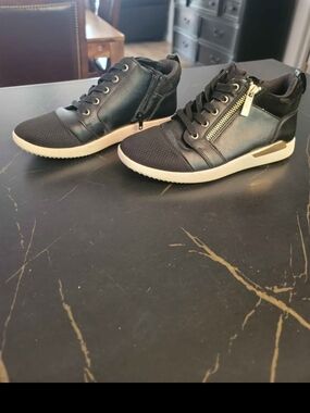 Black High-Top Sneakers with Side Zip